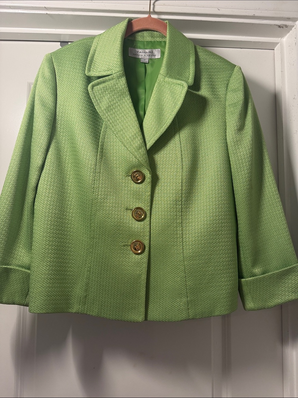 Tahari Lime Green Three-Button Blazer